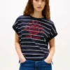 Arch Logo Striped Dolman Sleeve T-paita