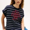 Arch Logo Striped Dolman Sleeve T-paita