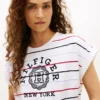 Arch Logo Striped Dolman Sleeve T-paita