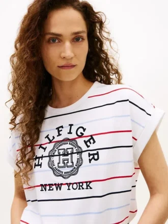 Arch Logo Striped Dolman Sleeve T-paita