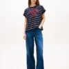 Arch Logo Striped Dolman Sleeve T-paita