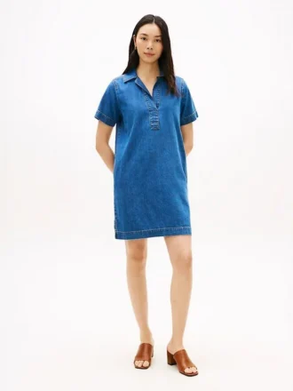 Avoin napitus denim-minimekko