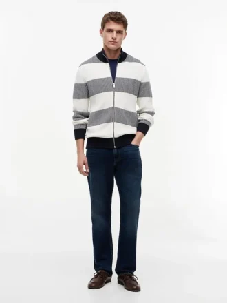Block Stripe Zip -neule