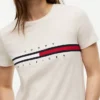 Brodeerattu lippuraitainen logo-T-paita
