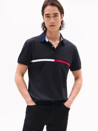 Brodeerattu raidallinen Regular Fit -polo