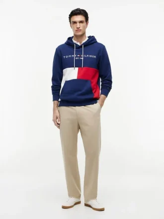 Brodeerattu Tommy-logolla varustettu Colorblock-huppari