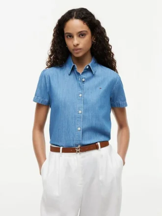 Chambray-paita, jossa on pussihihat