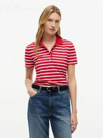 Classic Fit -mallinen raidallinen joustava piqué-polo