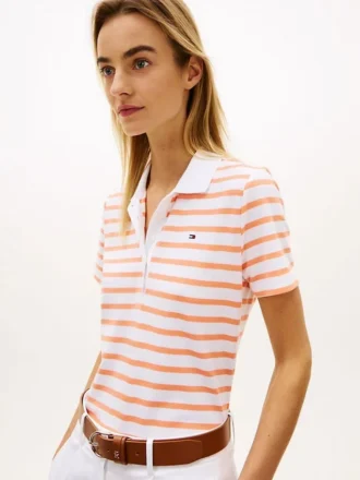 Classic Fit -mallinen raidallinen joustava piqué-polo
