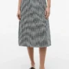 Gingham-kuosinen pellava-sekoiteinen midihame Gingham-kuosinen pellava-sekoiteinen midihame
