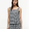 Gingham-kuosinen pellavaseos-toppi Gingham-kuosinen pellavaseos-toppi