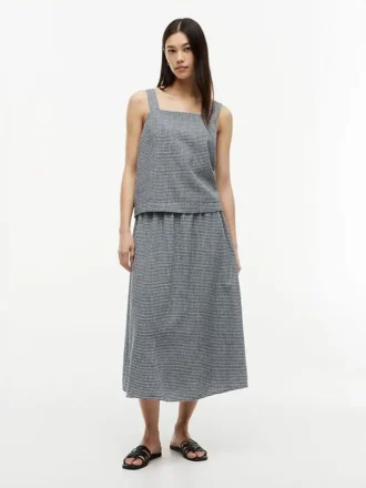 Gingham-kuosinen pellavaseos-toppi