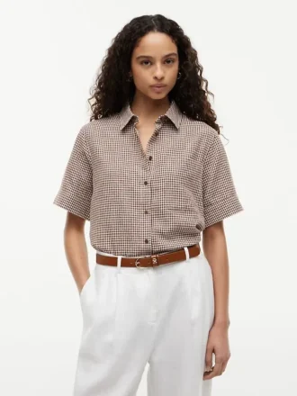 Gingham-kuosinen pellavaseospaita