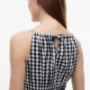 Gingham-kuvioinen, rypytetty pellavaseos-midimekko