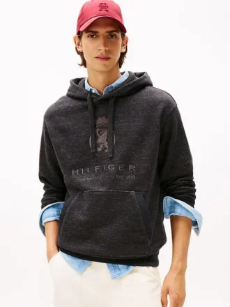 Hilfiger Crest Logo Heathered Hoodie