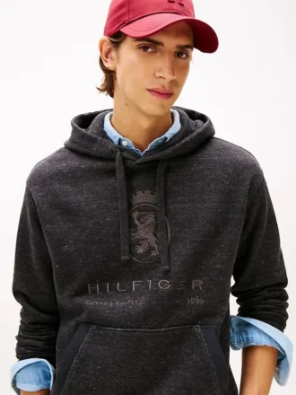 Hilfiger Crest Logo Heathered Hoodie