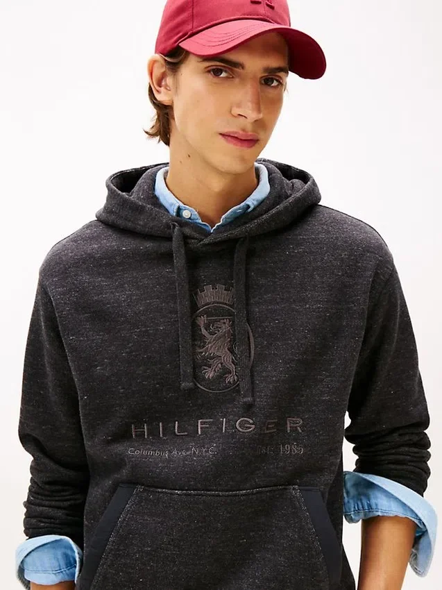 Hilfiger Crest Logo Heathered Hoodie Hilfiger Crest Logo Heathered Hoodie