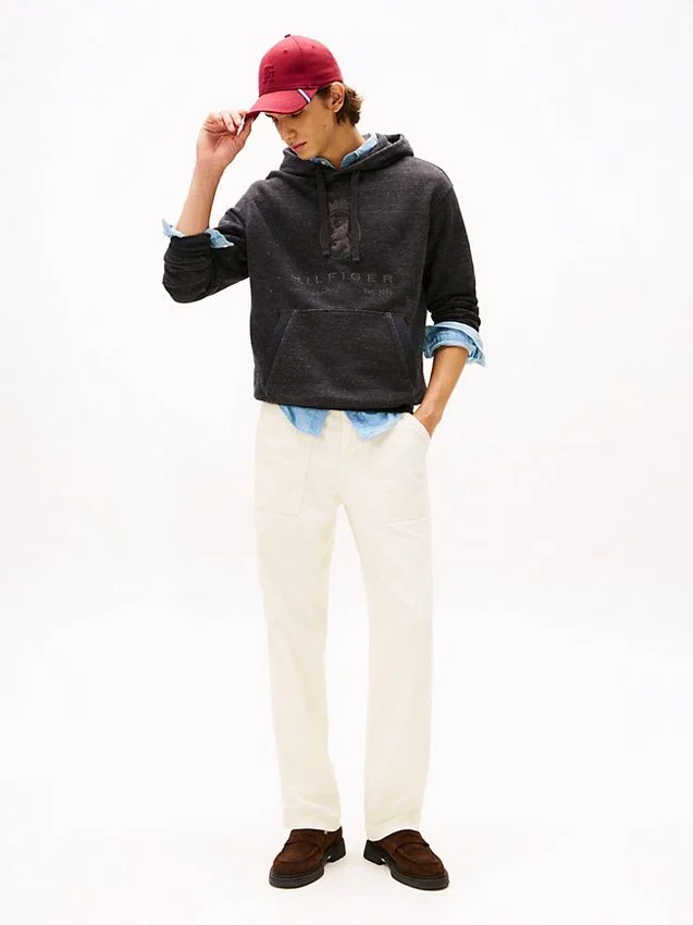 Hilfiger Crest Logo Heathered Hoodie Hilfiger Crest Logo Heathered Hoodie