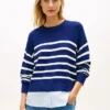 Kerrostettu kevyt raidallinen villapaita