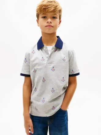 Lasten Allover Nautical Logo Stretch Polo