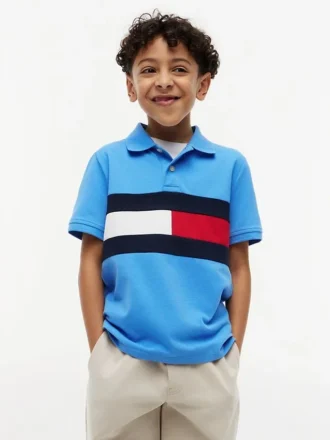 Lasten Colorblock Flag Stretch -polo