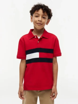 Lasten Colorblock Flag Stretch -polo