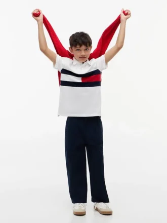 Lasten Colorblock Flag Stretch -polo