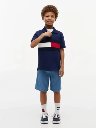Lasten Colorblock Flag Stretch -polo