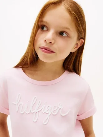 Lasten Hilfiger-logolla varustettu edestä solmittava T-paita