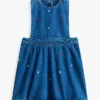 Lasten kukkakuvioinen denim-mekko Lasten kukkakuvioinen denim-mekko