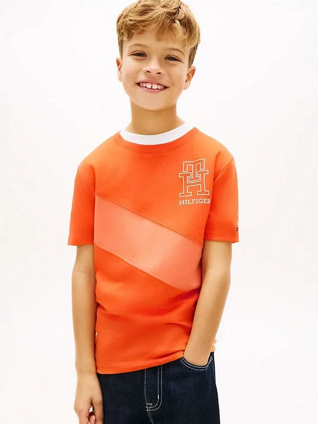Lasten Monogram Banner Stripe -T-paita Lasten Monogram Banner Stripe -T-paita