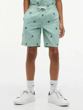 Lasten monogrammilogolla varustetut raidalliset Shortsit Lasten monogrammilogolla varustetut raidalliset Shortsit