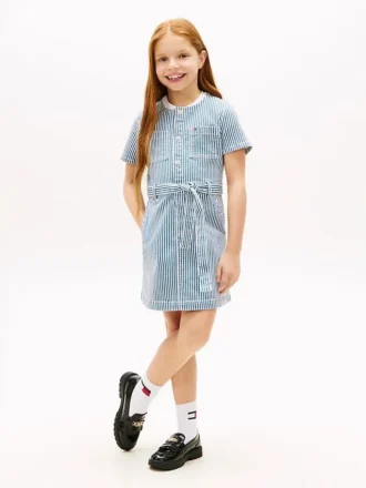 Lasten raidallinen denim-mekko