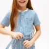 Lasten raidallinen denim-mekko