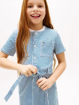 Lasten raidallinen denim-mekko