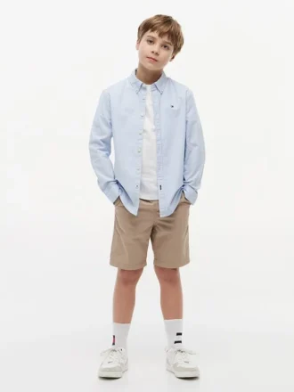 Lasten raidallinen joustava Oxford-paita