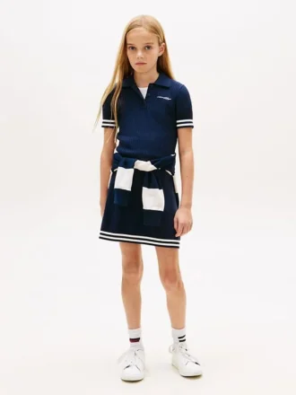Lasten raidallinen neulepolo-mekko