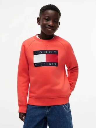 Lasten Tommy Flag -logolla varustettu raglan-huppari