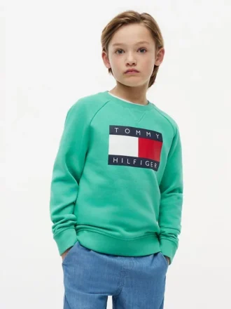 Lasten Tommy Flag -logolla varustettu raglan-huppari