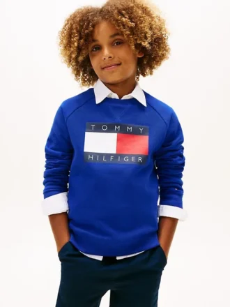 Lasten Tommy Flag -logolla varustettu raglan-huppari