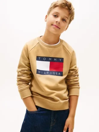 Lasten Tommy Flag -logolla varustettu raglan-huppari