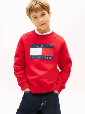 Lasten Tommy Flag -logolla varustettu raglan-huppari
