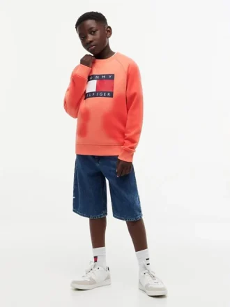Lasten Tommy Flag -logolla varustettu raglan-huppari