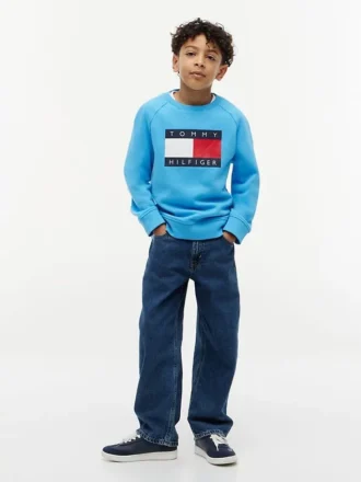 Lasten Tommy Flag -logolla varustettu raglan-huppari