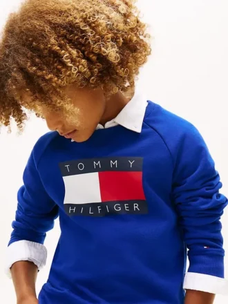 Lasten Tommy Flag -logolla varustettu raglan-huppari