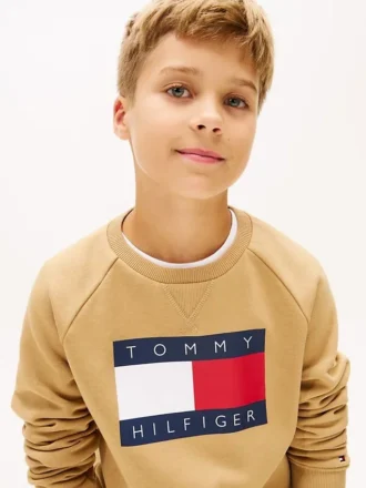 Lasten Tommy Flag -logolla varustettu raglan-huppari