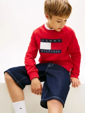 Lasten Tommy Flag -logolla varustettu raglan-huppari