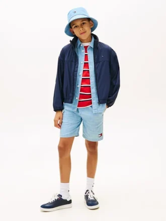 Lasten Wavy Flag Herringbone -denimshortsit