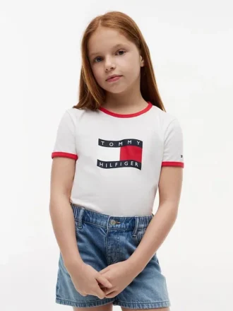 Lasten Wavy Flag Logo Ringer -T-paita