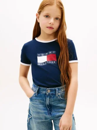Lasten Wavy Flag Logo Ringer -T-paita Lasten Wavy Flag Logo Ringer -T-paita